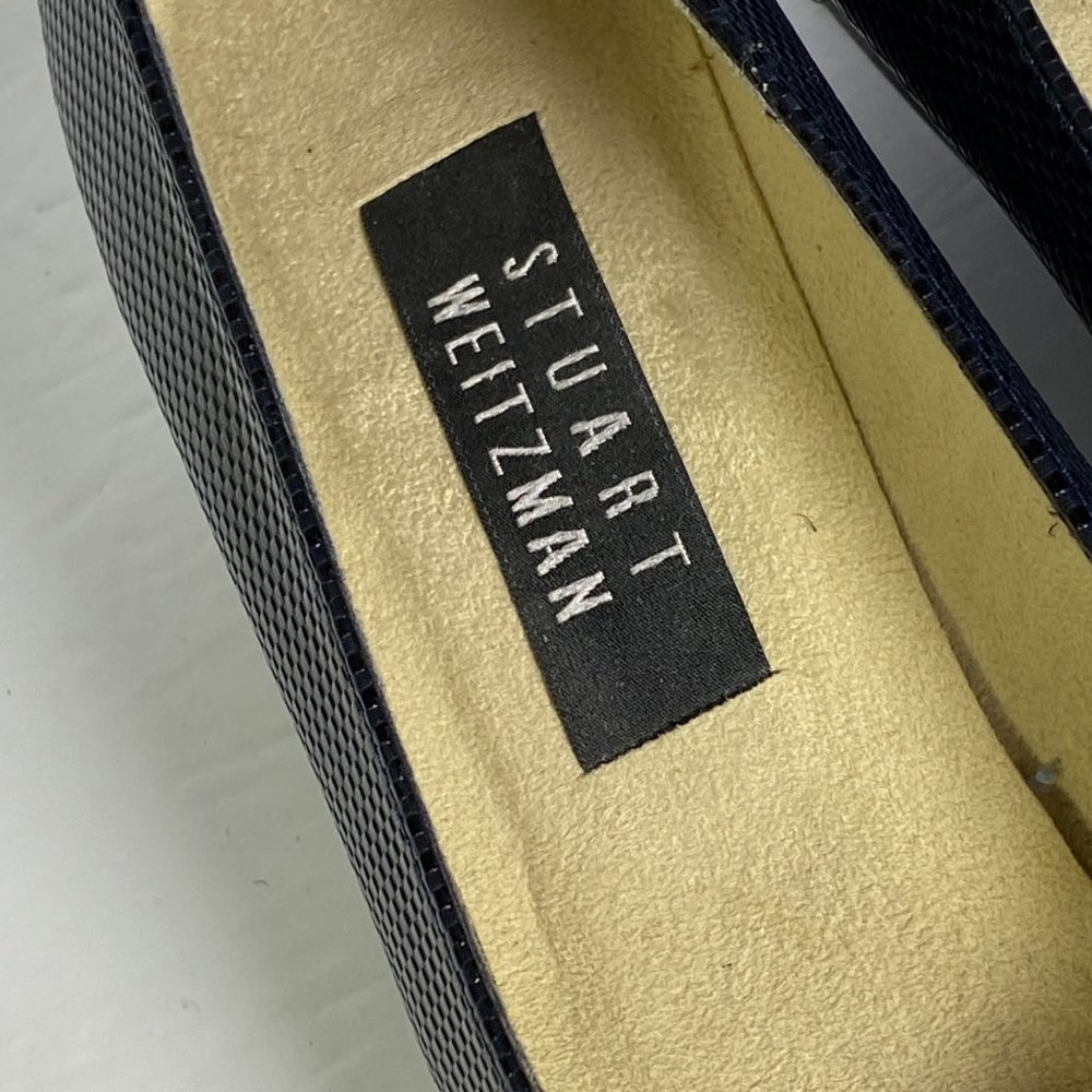 Stuart Weitzman Classic Navy Block Heel Pump Squa… - image 5